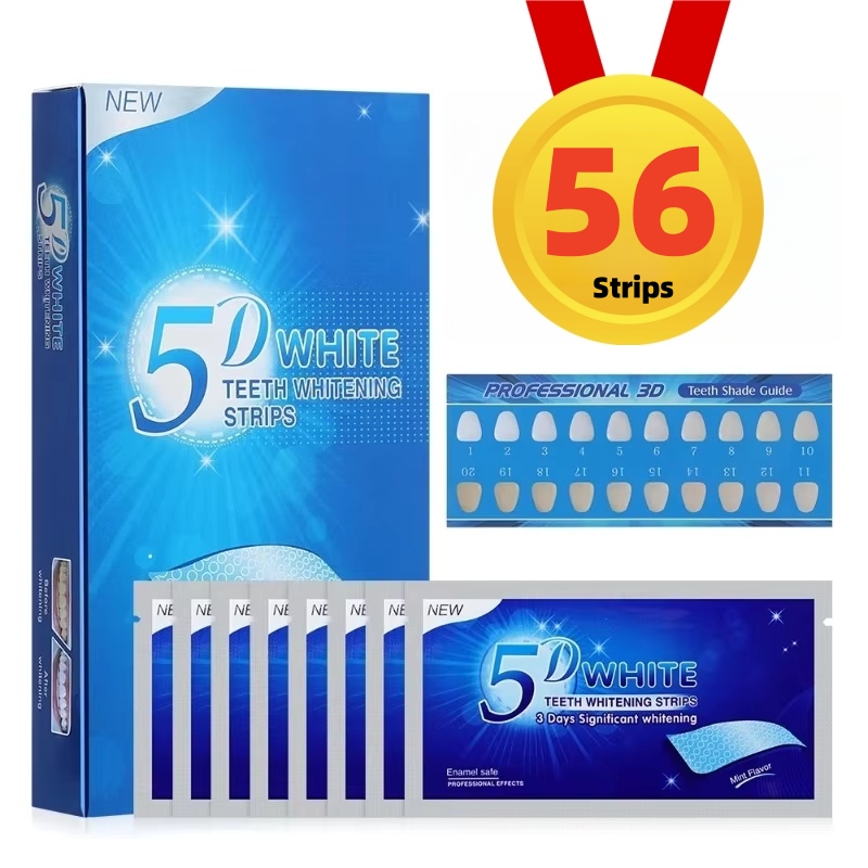 Teeth Whitening Gel Refills - 5d Tanden Bleekstrips 56 Strips Tandbleekmiddel